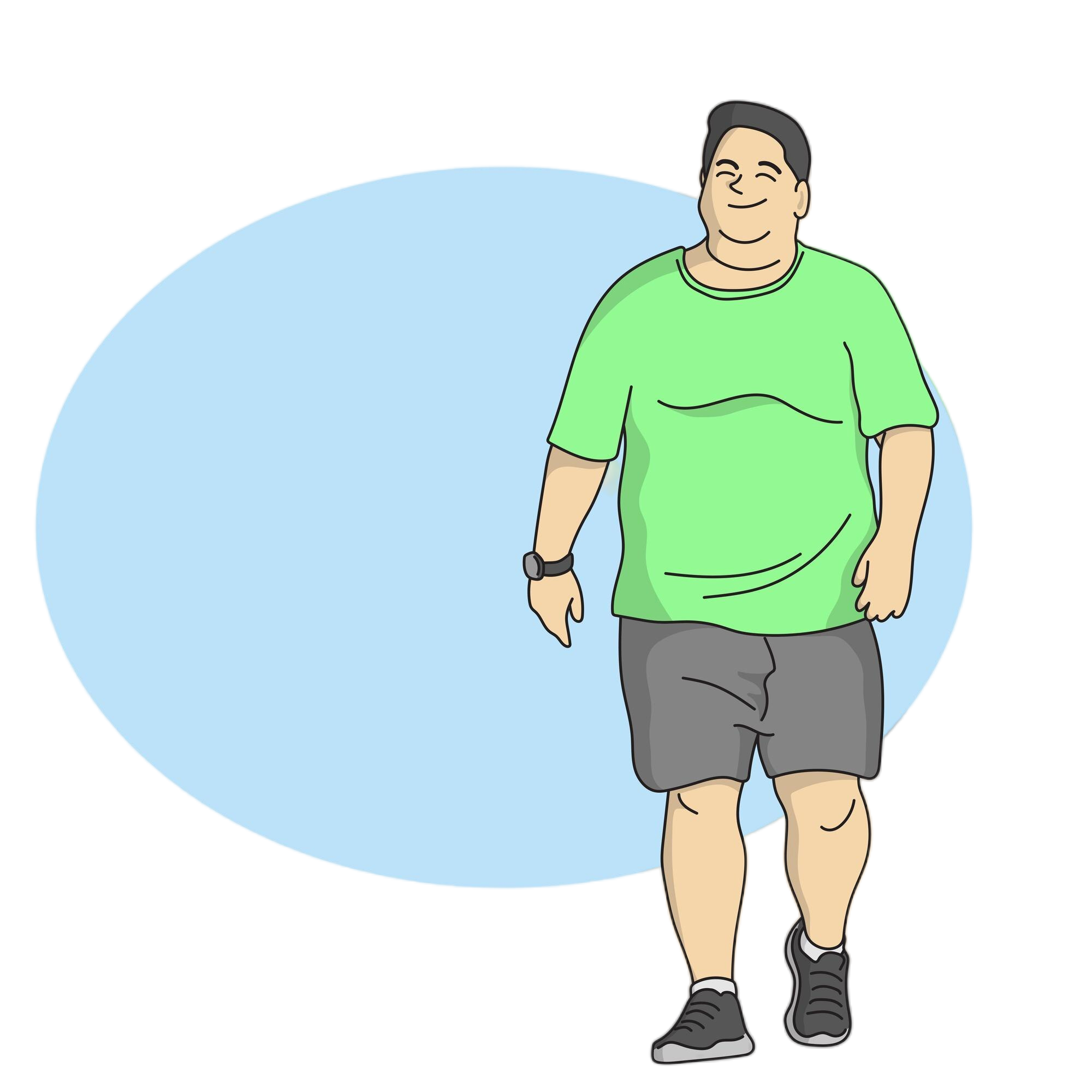full length fat man standing illustration vector hand drawn isolated blue background